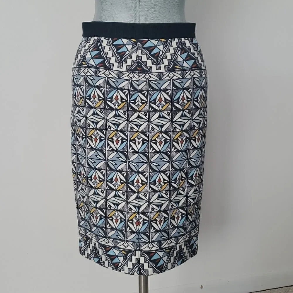 Tory Burch | Riviera Blue Acoma Stretch Geometric Skirt